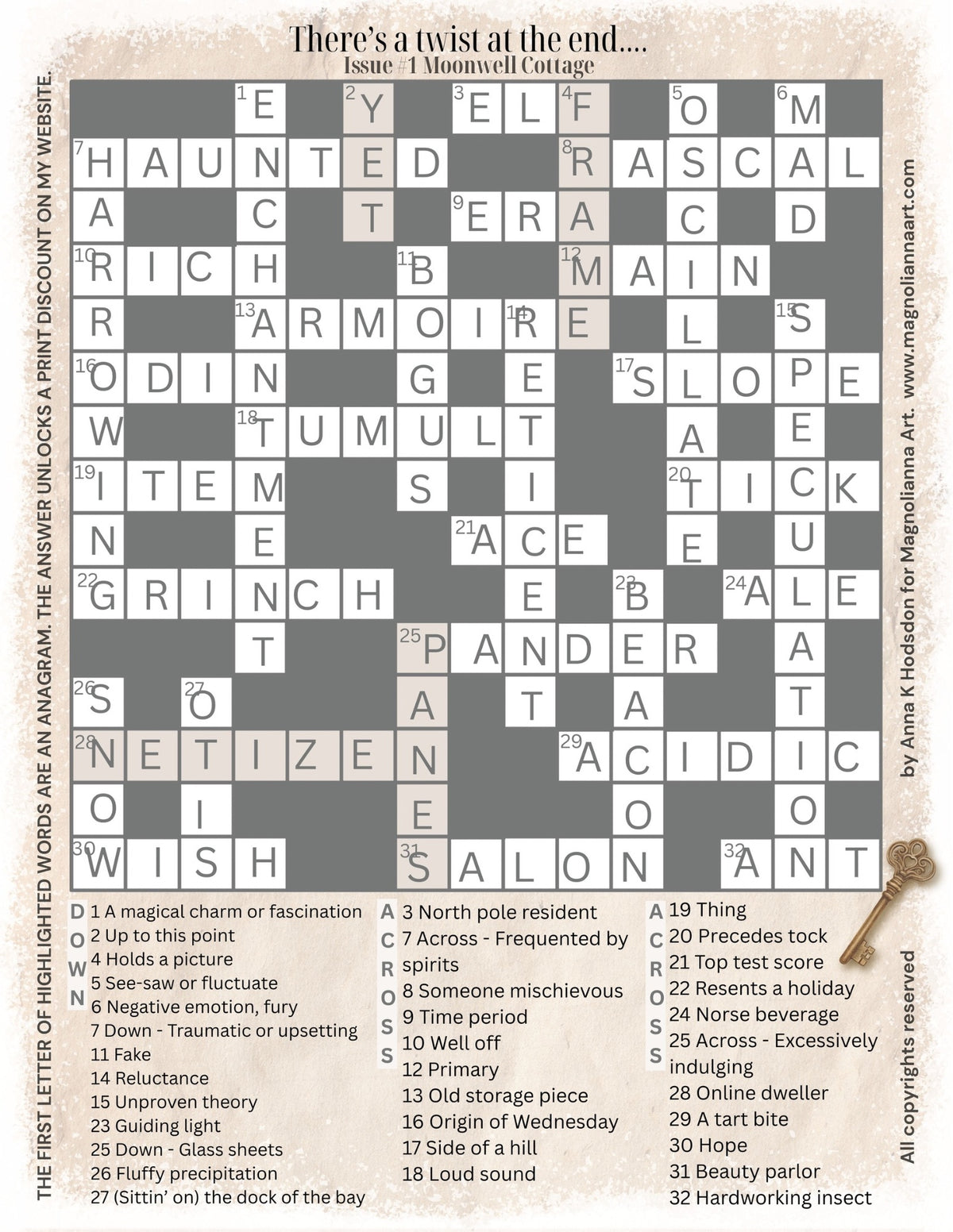 Crossword answer sheet